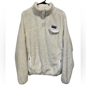 Simply Southern Collection Classic Logo Soft Sherpa Fleece Snap Size XL White